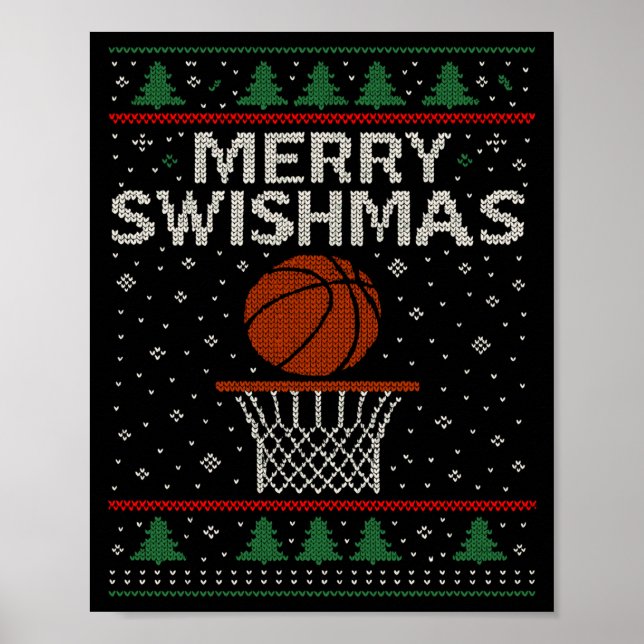 Merry Swishmas Ugly Christmas Sweater Basketball J Poster (Framsidan)