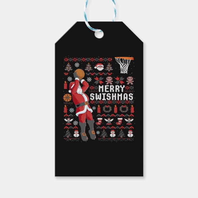 Merry Swishmas Ugly jul Basketball jul Presentetikett (Framsidan)