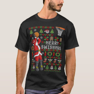Merry Swishmas Ugly jul Basketball jul T Shirt