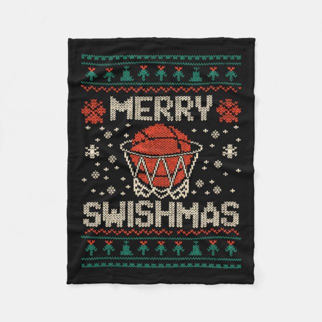 Merry Swishmas Ugly jul Sweater Bysketll Fleecefilt (Framsidan)