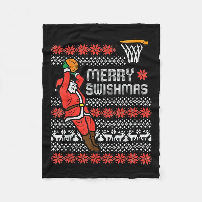 Merry Swishmas Ugly jul Sweater Bysketll Paj Fleecefilt (Framsidan)
