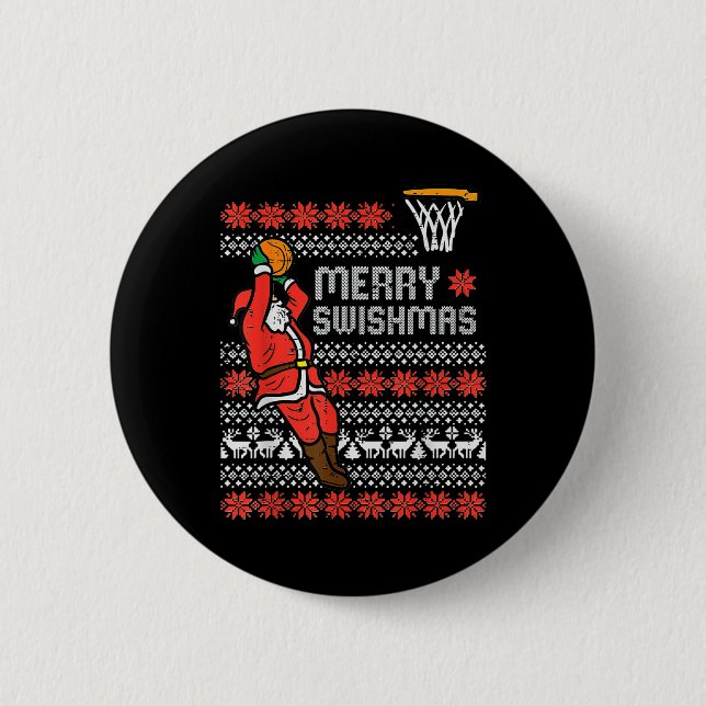 Merry Swishmas Ugly jul Sweater Bysketll Paj Knapp (Framsida)