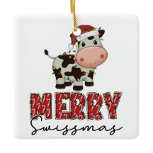 Merry Swissmas. Festive Swiss Cow