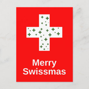 Merry Swissmas! Svensk jul och Helgdag Cheer Vykort