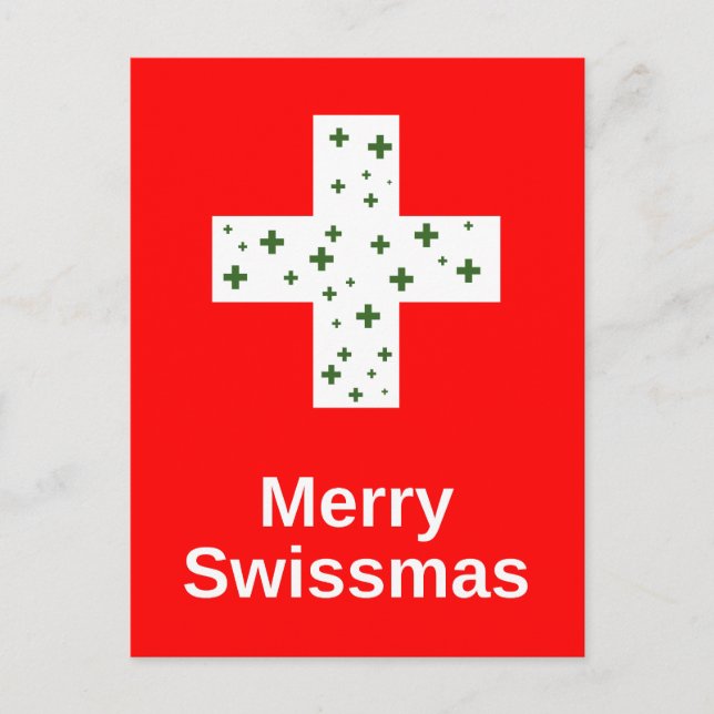 Merry Swissmas! Svensk jul och Helgdag Cheer Vykort (Framsida)