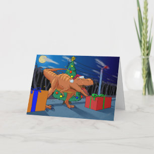 Merry T-Rexmas-hälsningskort Helgkort