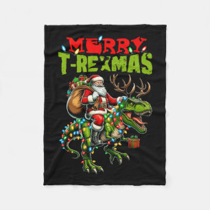Merry T-rexmas jul Julafton T Rex Dinosaur Älskare Fleecefilt