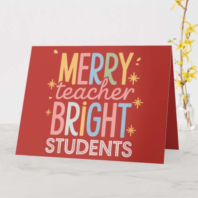 Merry Teacher Bright Studenter jul samt Julafton Kort (Gul blomma)