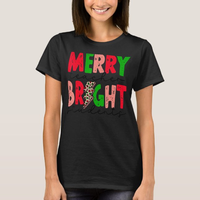 Merry Teacher Bright Studenter Lightning Teacher C T Shirt (Framsida)