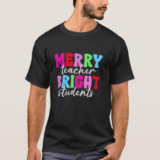 Merry Teacher Bright Studenter Retro Groovy Funny  T Shirt