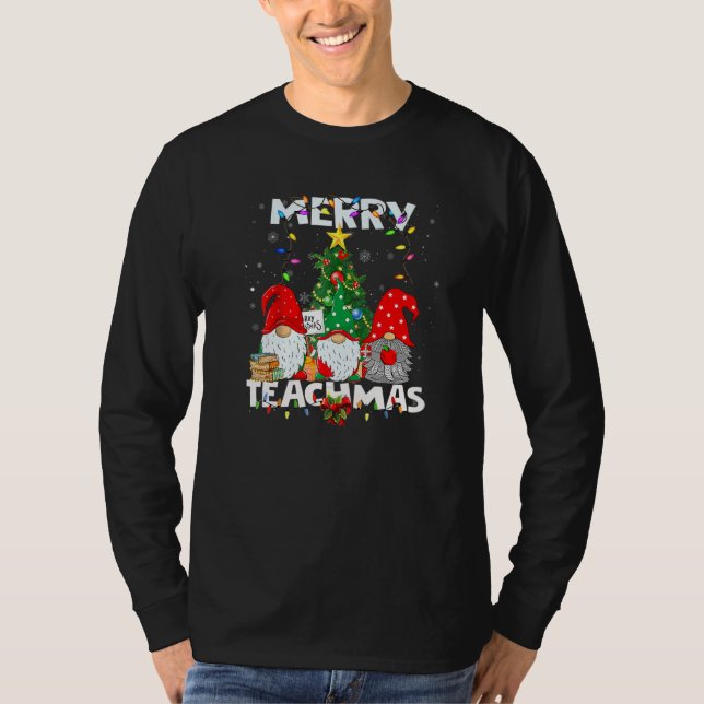 Merry Teachmas Christmas Teacher Xmas Gnome T Shirt (Framsida)