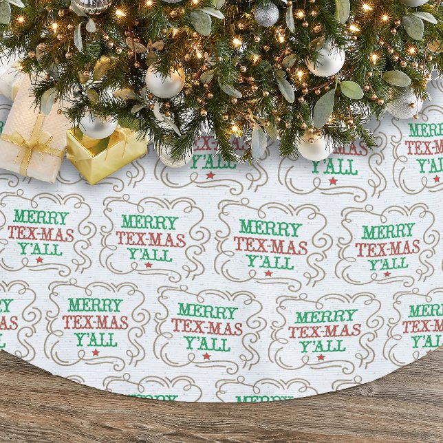 Merry Tex-Mas Y'all on White Julgransmatta Borstad Polyester (Skapare uppladdad)