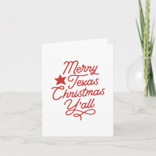 Merry Texas jul Y'all Script Red Hälsning Kort