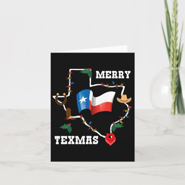 Merry Texmas Texas Flagga jul Julafton Family Holi Kort (Framsida)