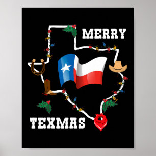 Merry Texmas Texas Flagga jul Julafton Family Holi Poster