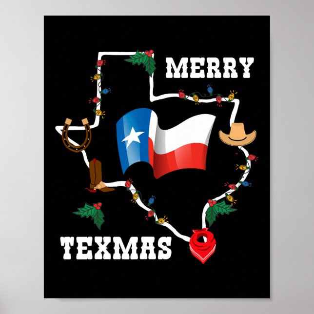 Merry Texmas Texas Flagga jul Julafton Family Holi Poster (Framsidan)