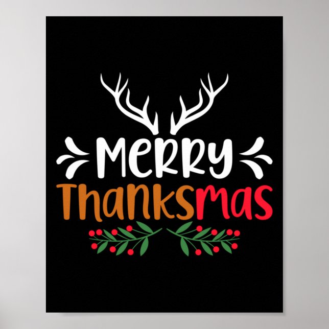 Merry Thanksmas Christmas Thanksgiving Turkey Sant Poster (Framsidan)