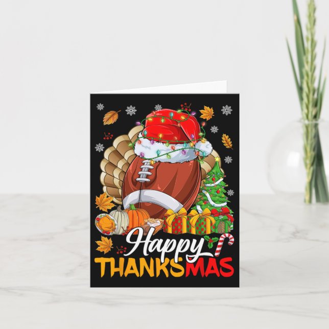 Merry Thanksmas Football Hat Thanksgiving Ch Kort (Framsida)