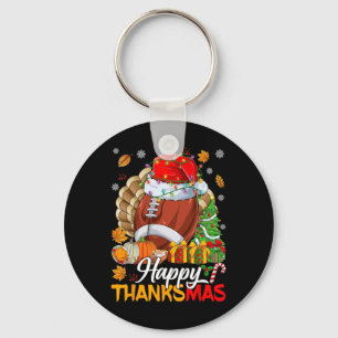 Merry Thanksmas Football Hat Thanksgiving Ch Nyckelring