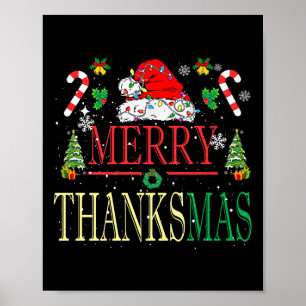 Merry Thanksmas Santa Hat Julafton Family Manar Wo Poster