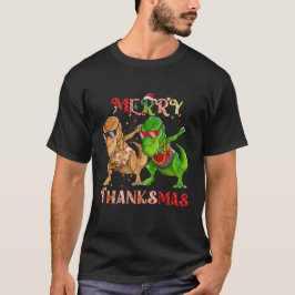 Merry Thanksmas T Rex Dinosaur Rapper Dabbing T Shirt