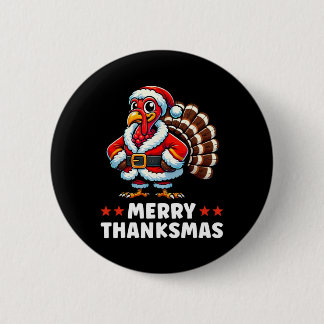 Merry Thanksmas Thanksgiving Turkey Julafton Funny Knapp