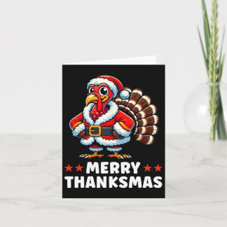 Merry Thanksmas Thanksgiving Turkey Julafton Funny Kort