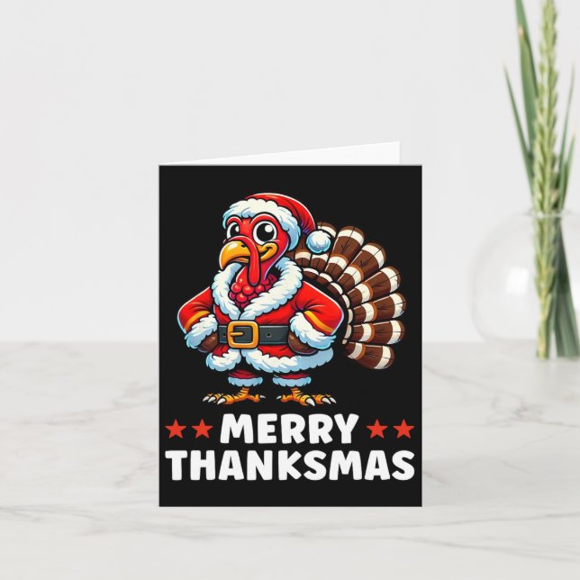 Merry Thanksmas Thanksgiving Turkey Julafton Funny Kort (Framsida)