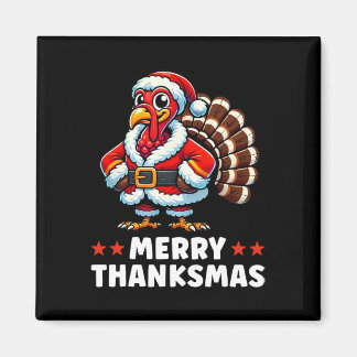 Merry Thanksmas Thanksgiving Turkey Julafton Funny Magnet