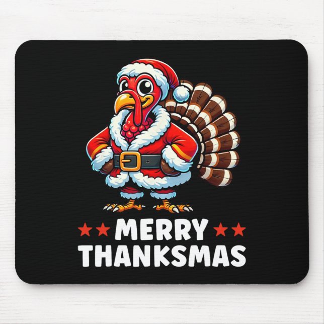 Merry Thanksmas Thanksgiving Turkey Julafton Funny Musmatta (Framsidan)