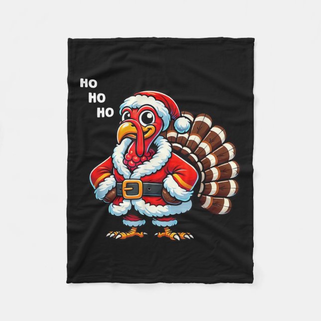 Merry Thanksmas Thanksgiving Turkey Xmas Funny Kid Fleecefilt (Framsidan)
