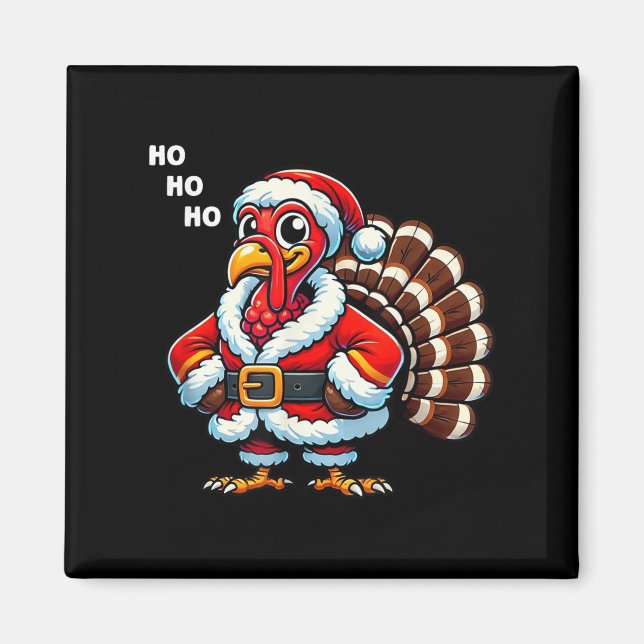 Merry Thanksmas Thanksgiving Turkey Xmas Funny Kid Magnet (Framsidan)