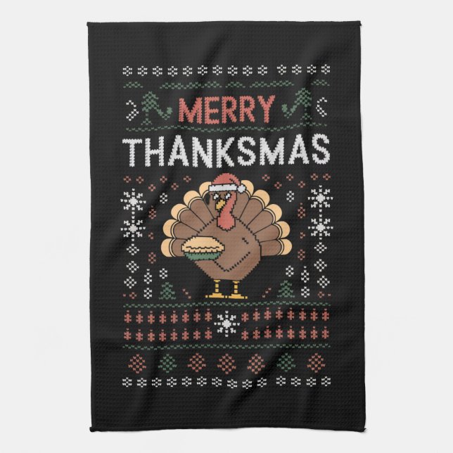 Merry Thanksmas-Thanksgivingen, Turkiet Kökshandduk (Vertikal)