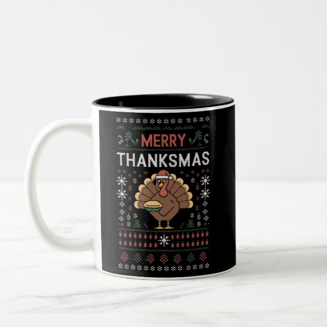 Merry Thanksmas-Thanksgivingen, Turkiet Två-Tonad Mugg (Vänster)