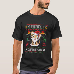 Merry Tiger jul Pajama Ugly Sweater Santa Ha T Shirt
