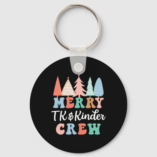 Merry Tk And Kinder Crew Kindergarten Teacher Chri Nyckelring (Framsida)