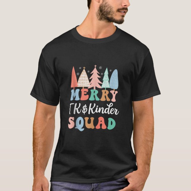Merry TK Kinder Squad jul Kindergarten Teach T Shirt (Framsida)
