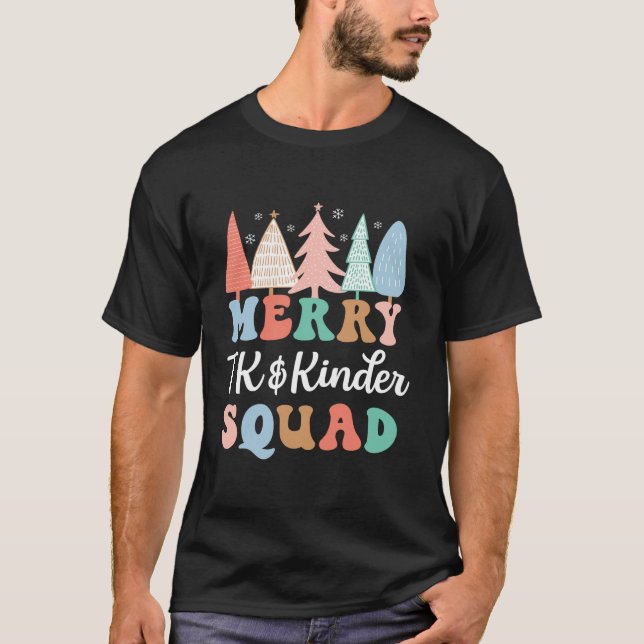 Merry TK Kinder Squad jul Kindergarten Teach T Shirt (Framsida)