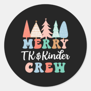 Merry TK och Kinder Crew Kindergarten Teacher Chri Runt Klistermärke