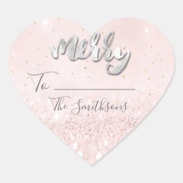 Merry to..Från Namn Confetti Rosa Heart Guld Hjärtformat Klistermärke