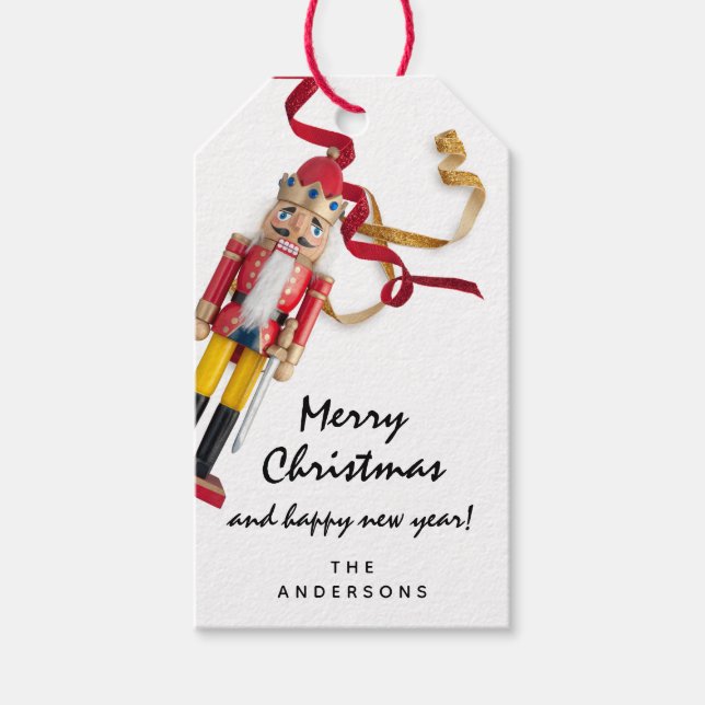 Merry to Helgdag Gift Gott nytt år Nutcracker Presentetikett (Framsidan)