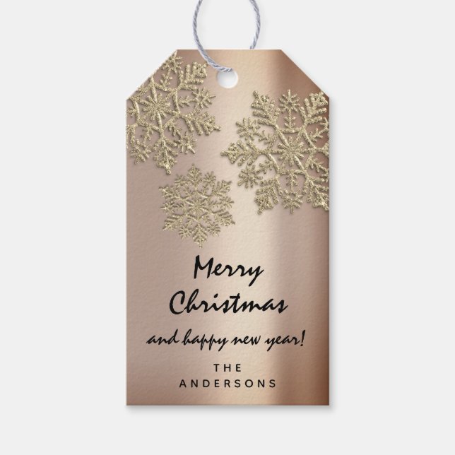 Merry to Helgdag Gift Gott nytt år Snö Ro Presentetikett (Framsidan)