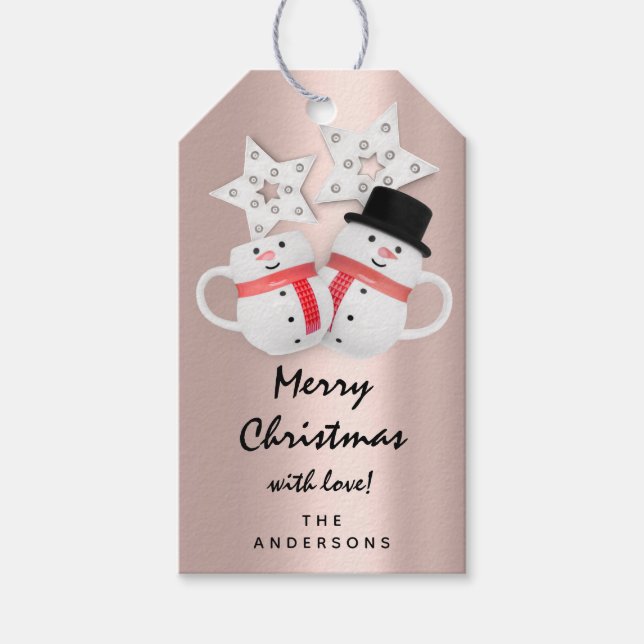 Merry to Helgdag Gift Gott nytt år Snögubbe Ro Presentetikett (Framsidan)