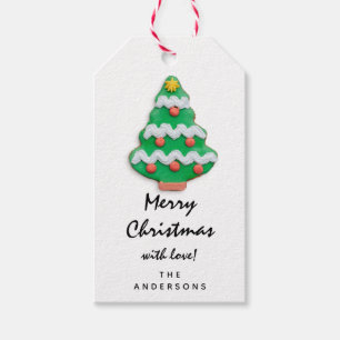 Merry to Helgdag Gift Lycklig New Gingerbröd Träd Presentetikett