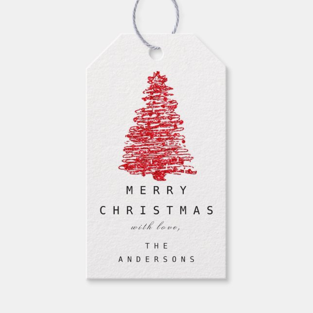 Merry to Helgdag Red White 1 Presentetikett (Framsidan)