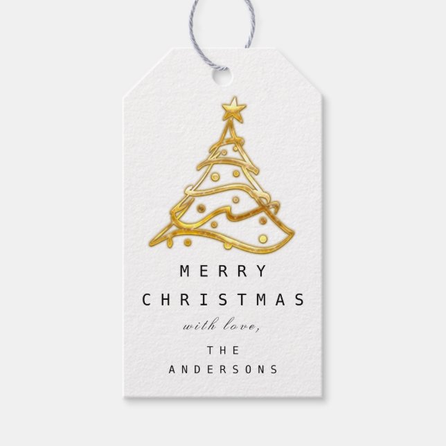 Merry to Namn Helgdag Guld White Presentetikett (Framsidan)