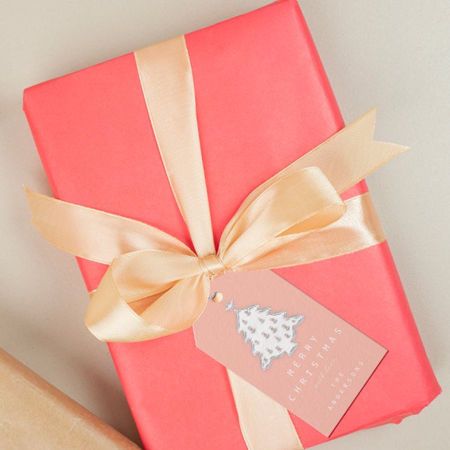 Merry to Namn Helgdag Ro White Presentetikett (Merry To Name Holiday Christmas Tree Rose White Gift Tags)