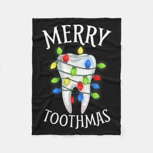 Merry Toothmas Christmas Light Molar Tooth Hygieni Fleecefilt (Framsidan)