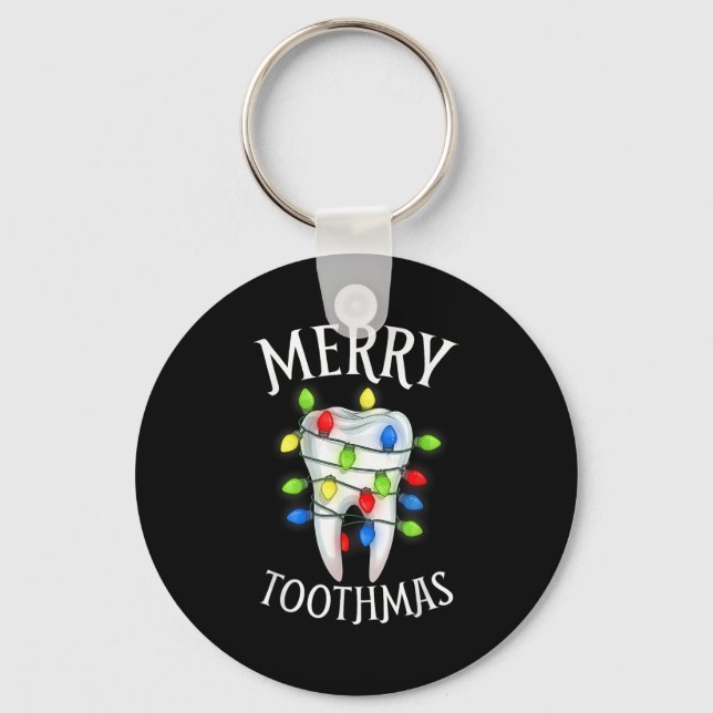 Merry Toothmas Christmas Light Molar Tooth Hygieni Nyckelring (Framsida)
