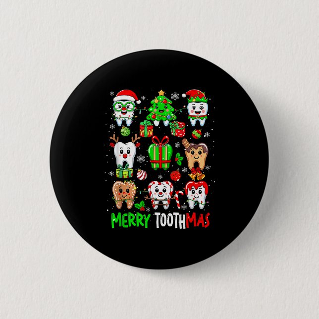 Merry Toothmas Teeth Collection Santa Reindeer Xma Knapp (Framsida)